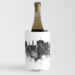 Lowell Massachusetts Skyline BW Wine Chiller