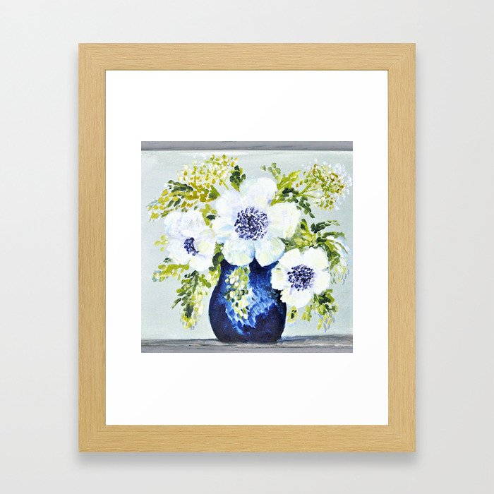 Anemones in vase Framed Art Print