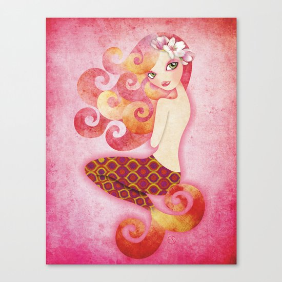 Coraleen, Mermaid in Pink Canvas Print