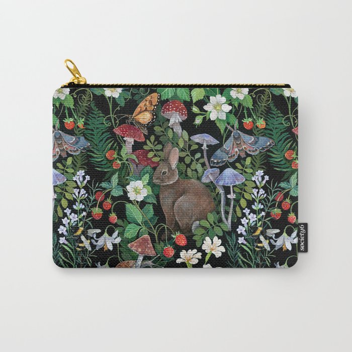 Rabbit and Strawberry Garden Carry-All Pouch