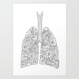 Lungs anatomy with folk motives Art Print