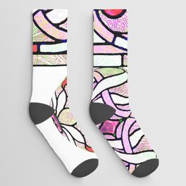Delicate Stained-glass in Victorian Pink Detail Socks