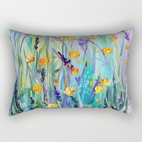 Flowers field at dawn Rectangular Pillow