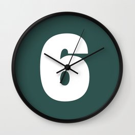 6 (White & Dark Green Number) Wall Clock