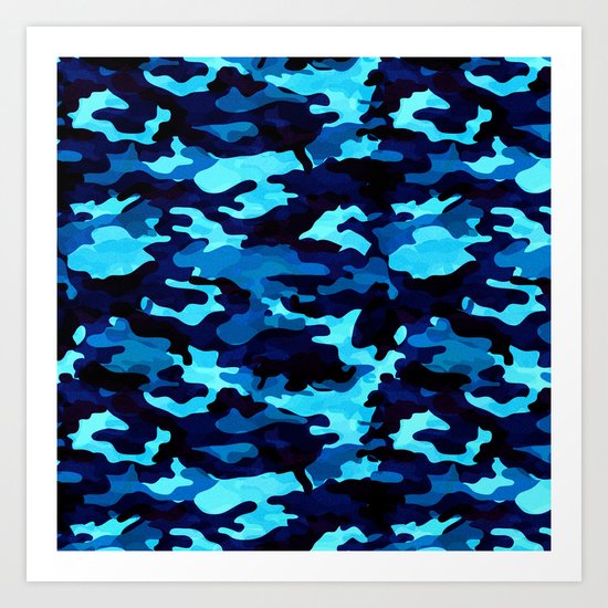 Camouflage (Blue) Art Print