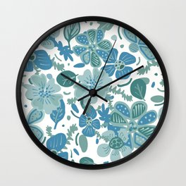 Blue floral  Wall Clock