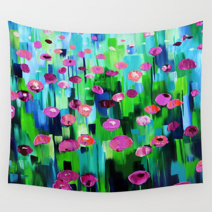 Field Of Flowers Colorful Abstract Painting Wall Tapestry By