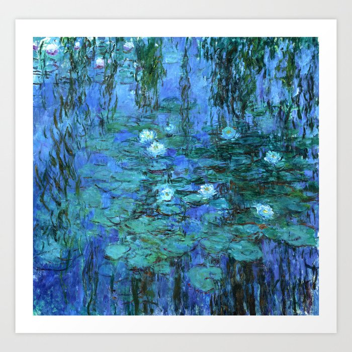 Claude Monet Water Lilies BLUE Art Print
