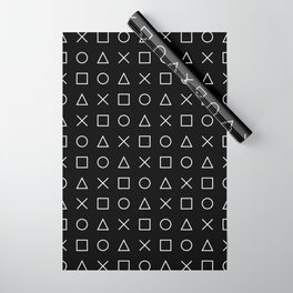 gamer pattern black and white  - gaming design black Wrapping Paper
