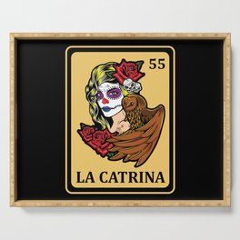 La Catrina Mexican Lottery Muertos Day Of Dead Serving Tray