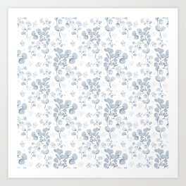 Blue Eucalyptus surface pattern Art Print