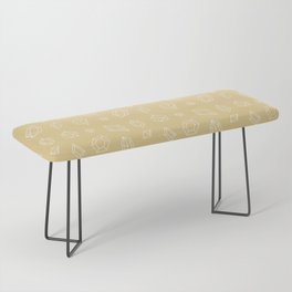 Tan and White Gems Pattern Bench