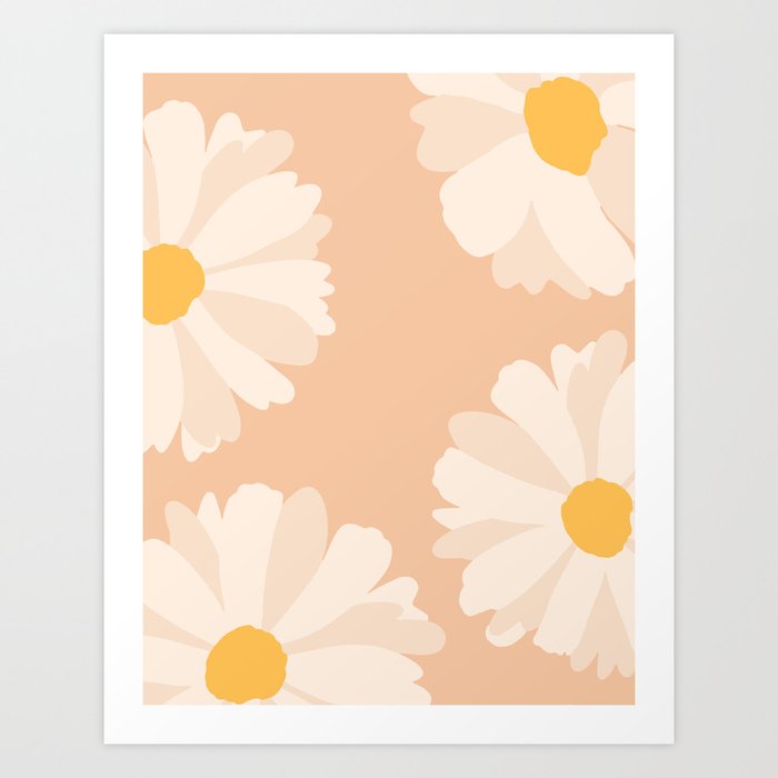 Mid Century Modern Spring Flower Pattern Art Print