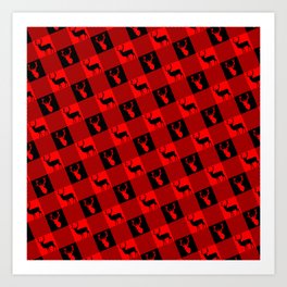 Christmas Deer Buffalo Plaid Art Print