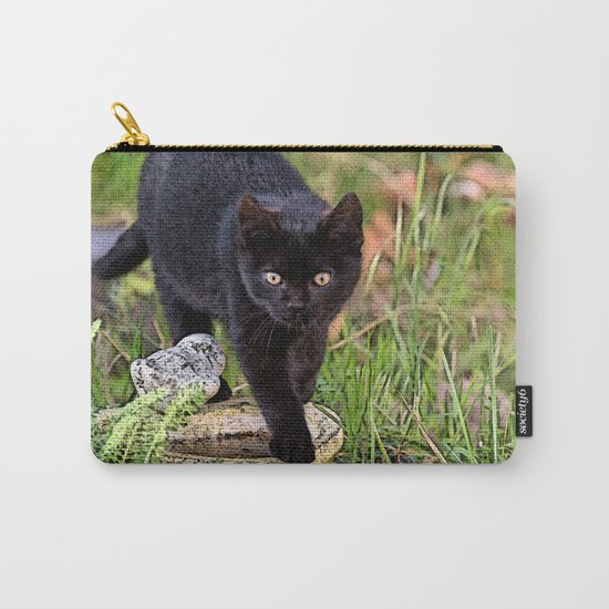 Lovely black cat walking her garden Carry-All Pouch