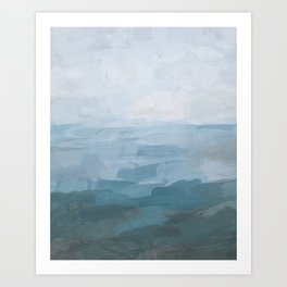 Early Riser - Sky Denim Teal Blue Abstract Nature Ocean Painting Art Print Wall Decor  Art Print