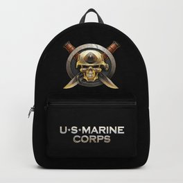 Military badge with marine skull Backpack | Graphicdesign, Mich, Marine, Skull, Helmet, Norotos, War, Military, Corps, Digital 