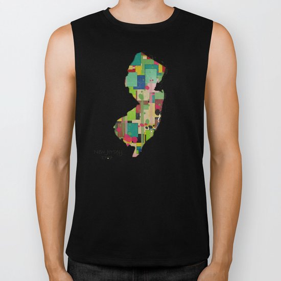 New Jersey state map Biker Tank