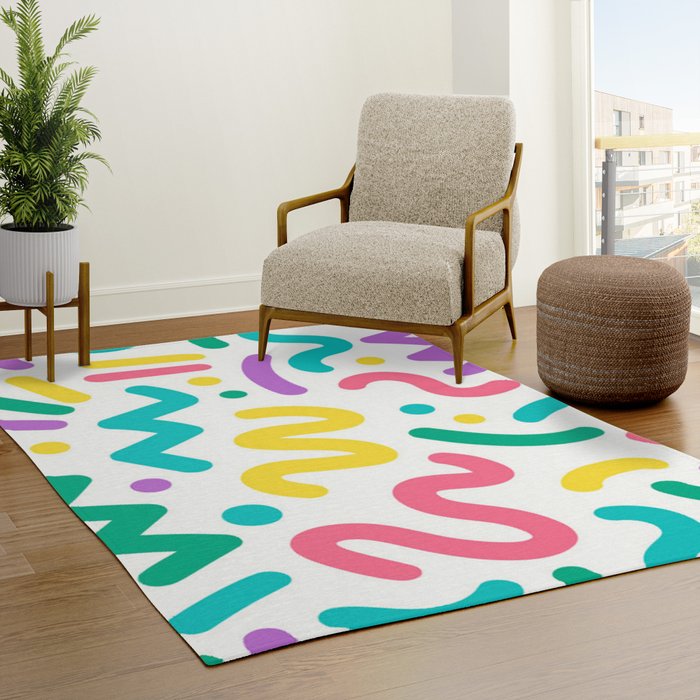 RETRO VINTAGE PASTEL SQUIGGLE PATTERN Rug by PATTERN FACTORY 