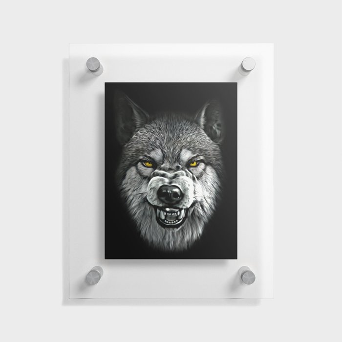 Angry Wolf Face Floating Acrylic Print