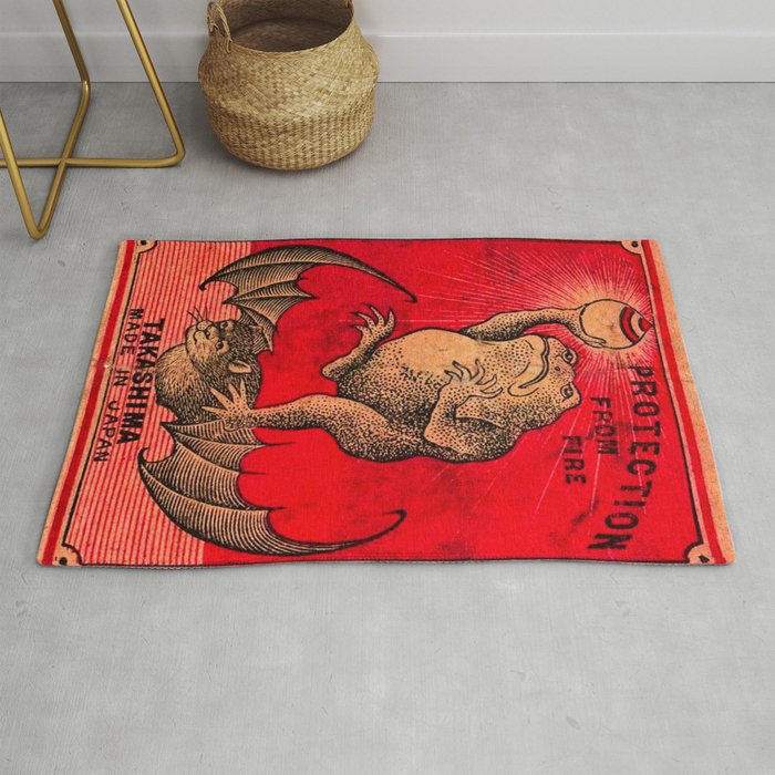 Vintage Japanese Frog & Bat Matches Rug