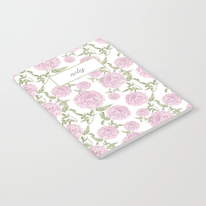 Sweet Bright Purple Peony Floral Illustration Pattern Notebook