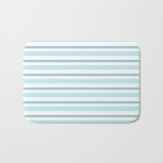 Stripes Lines horizontal - different colors of blue aqua #Society6 Bath Mat