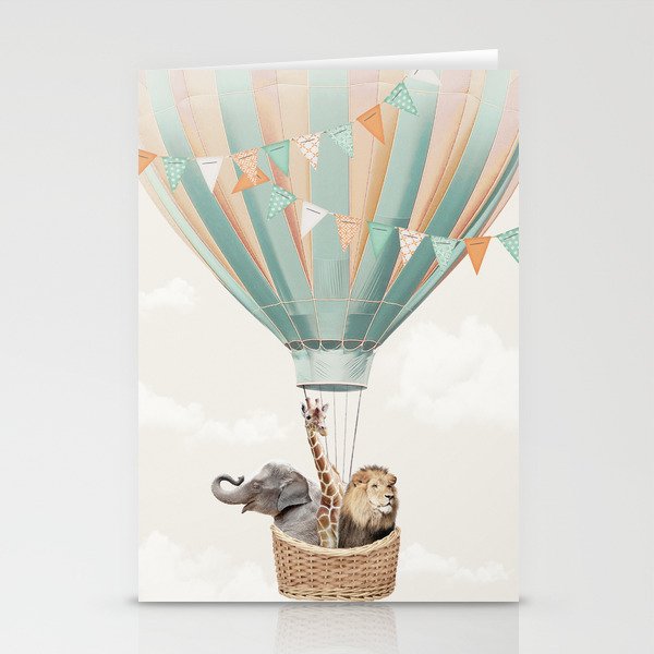 Hot air balloon animal adventures Stationery Cards