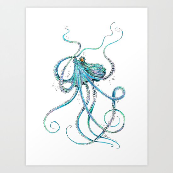 Drunk Octopus Art Print