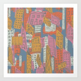 Pastel Cityscape  Art Print
