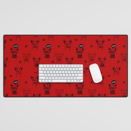 Red and Black Hand Drawn Dog Puppy Pattern Desk Mat