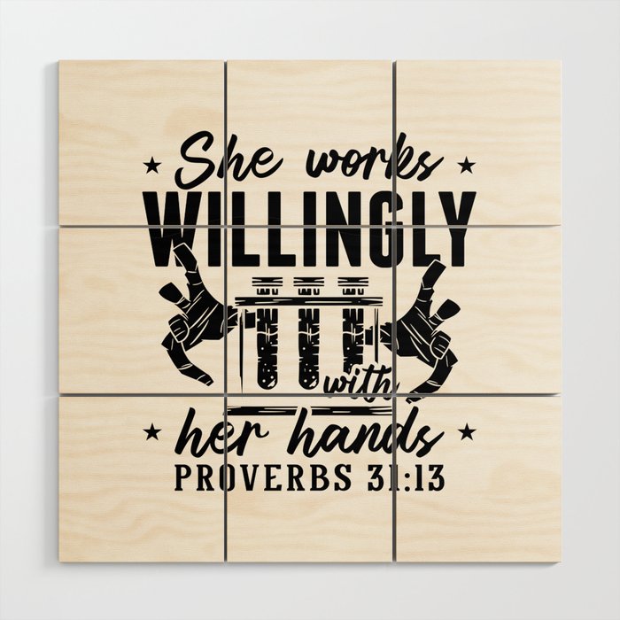 She Works Willingly Lab Tech Laboratory Technician Wood Wall Art