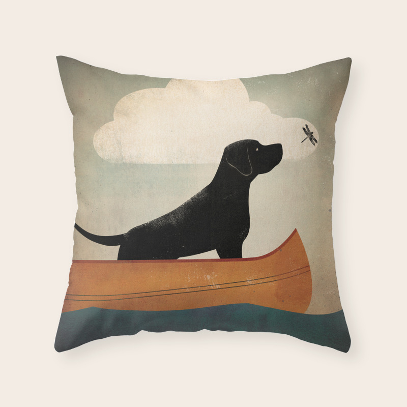 black dog pillow
