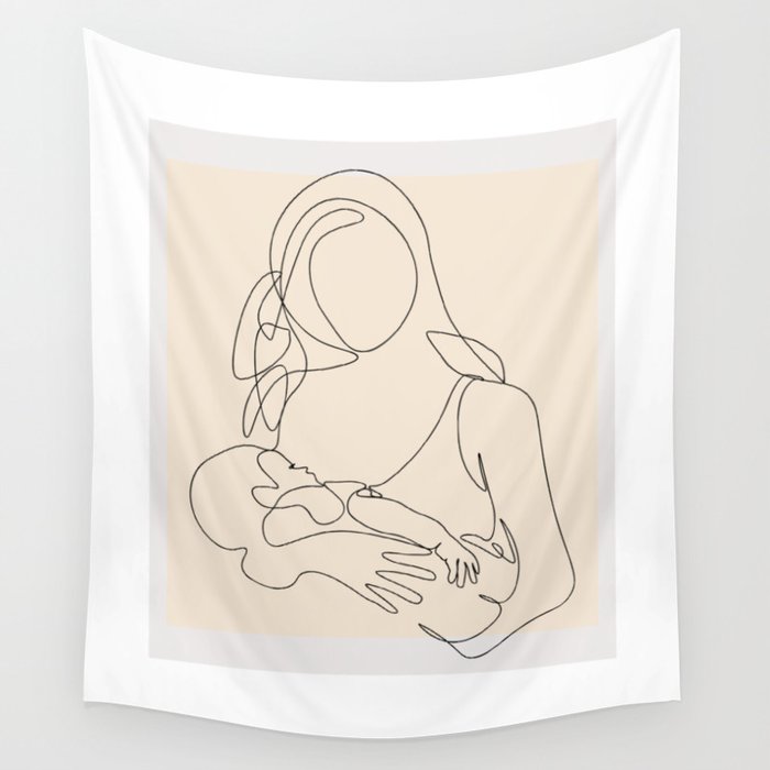 woman breastfeeding baby Wall Tapestry