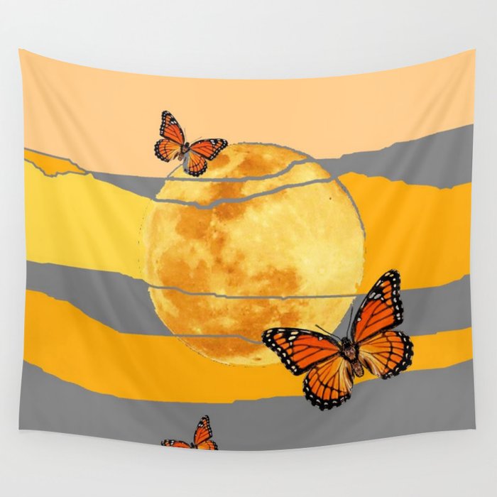 Moon Monarch Butterflies Desert Sky Abstract Art Wall Tapestry By Sharlesart