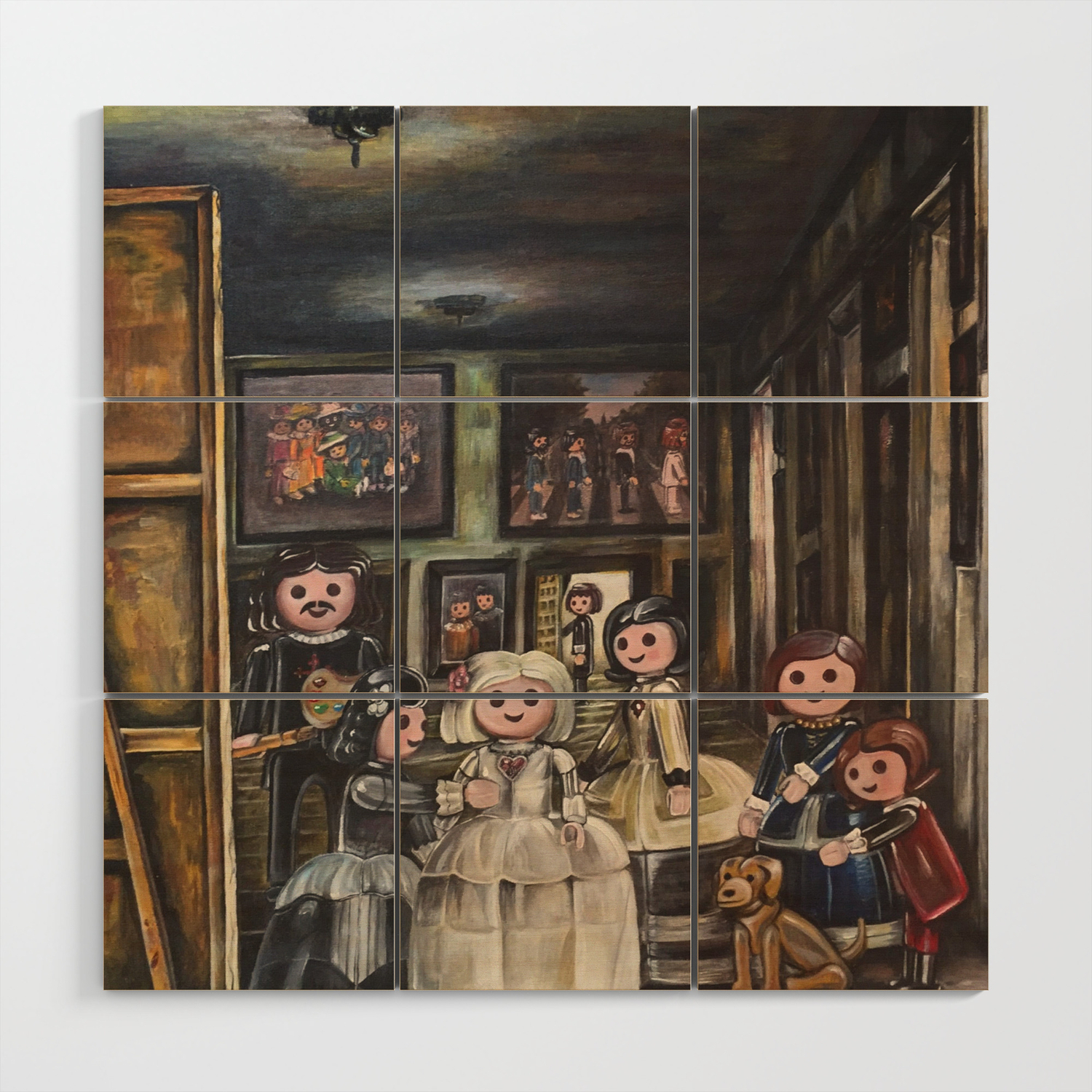Meninas playmobil wood wall art by pedroillustration