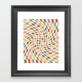 Colorful Checkered Swirl Pattern Framed Art Print