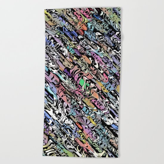 Chaotic Colorful Shapes Beach Towel