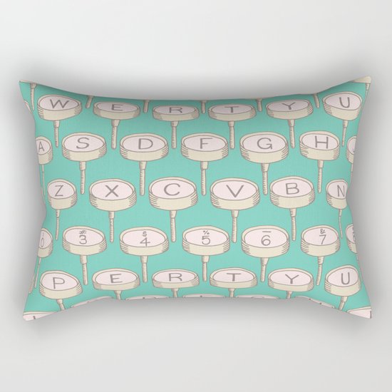 Infinite Typewriter_Green and Pink Rectangular Pillow