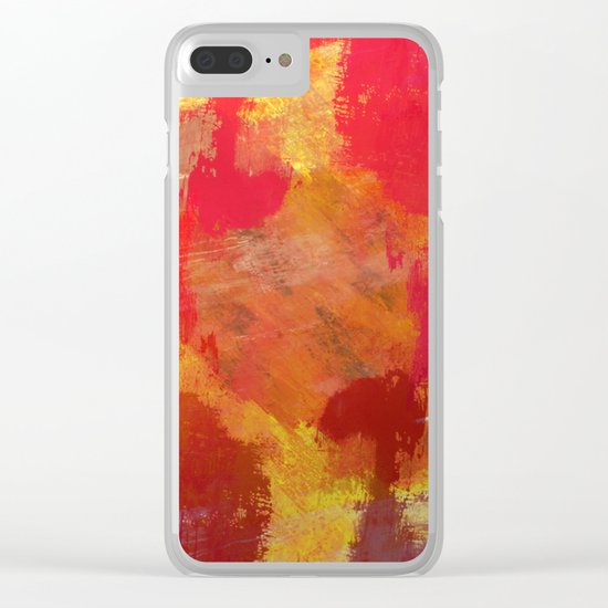 Fight Fire With Fire - Textured Metallic Abstract in red, white, black, orange and yellow Clear iPhone Case