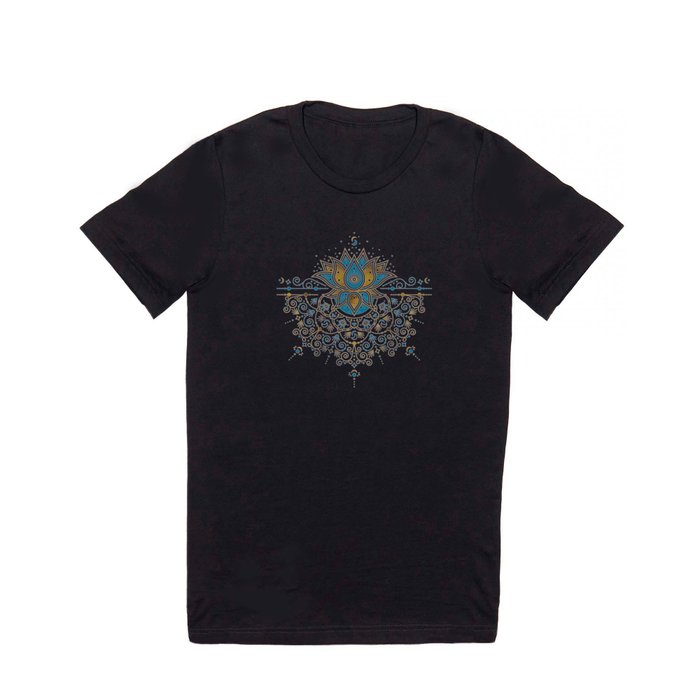 Sacred Lotus Mandala – Teal & Bronze Palette T Shirt