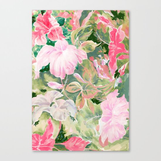 hibiscus tropical watercolor Canvas Print