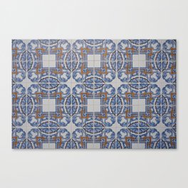 Retro vintage azulejos tiles in Lisbon Portugal - blue pattern street and travel photography Canvas Print