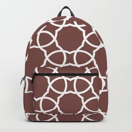 Dark Red and White Petal Shape Tile Pattern Pairs DE 2022 Popular Color Revival Red DET441 Backpack
