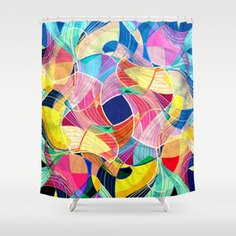 Watercolor abstract colorful background with fantastic elements. Shower Curtain