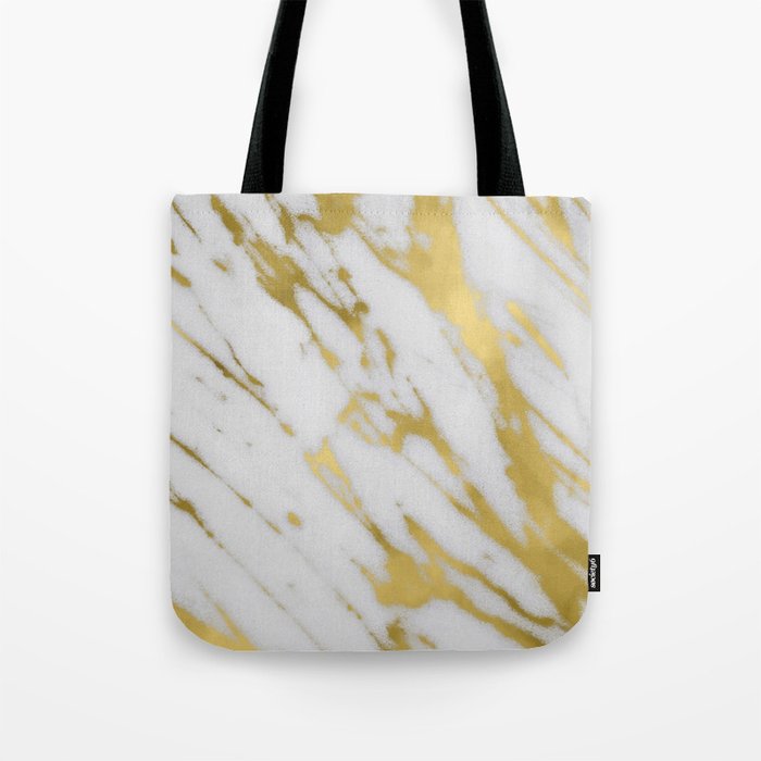 Gold White Marble Tote Bag