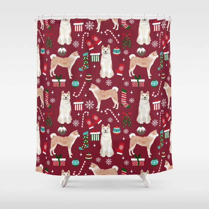 Akita Christmas Dog Breed Pattern Snowflakes Mittens Candy Canes
