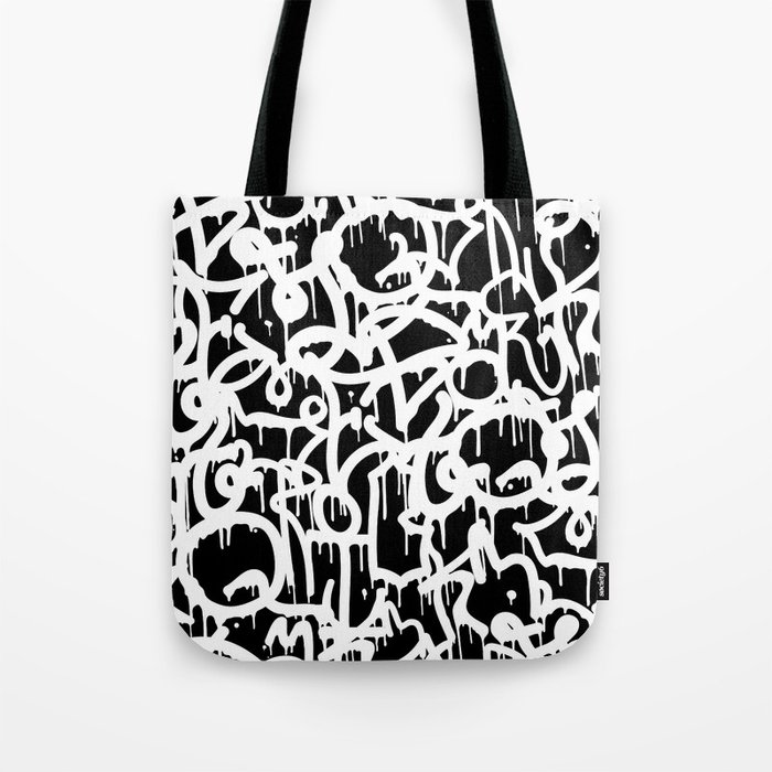 Black and White Graffiti Pattern Tote Bag