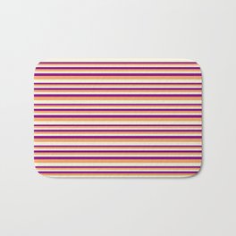 [ Thumbnail: Purple, Brown & Beige Colored Striped/Lined Pattern Bath Mat ]