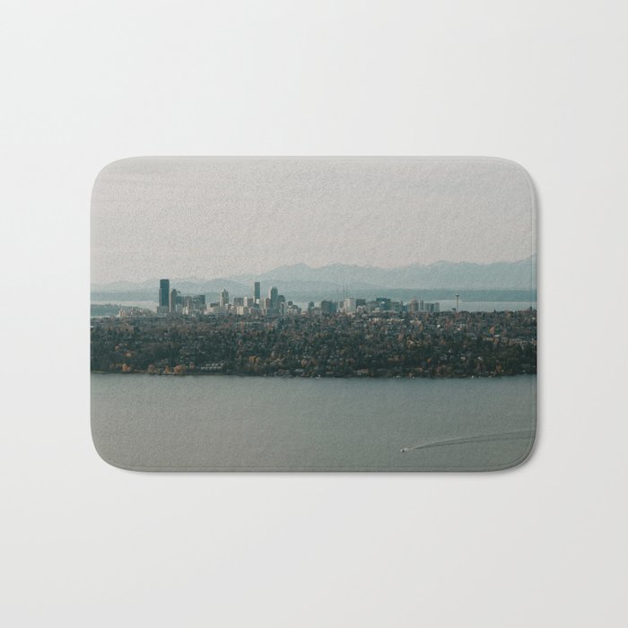 Seattle, Washington Skyline with view of the Olympics Bath Mat